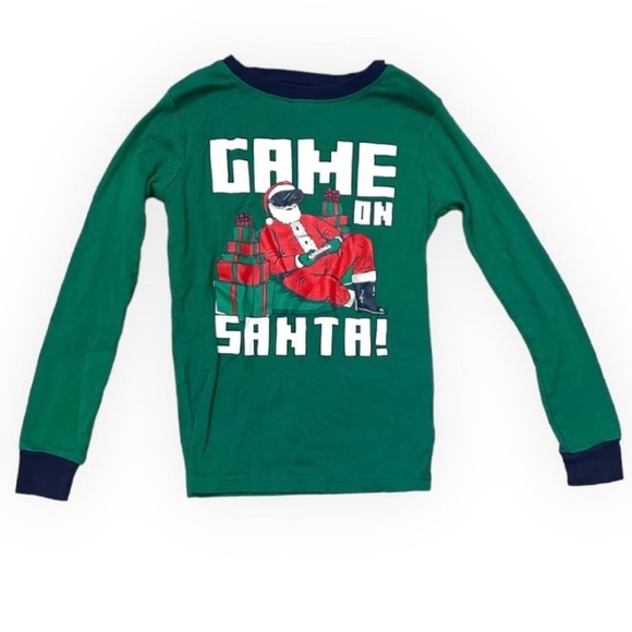 Carter's Santa Claus Gaming Pajama Shirt Cotton Christmas Boys Size 10/10A - Picture 1 of 13